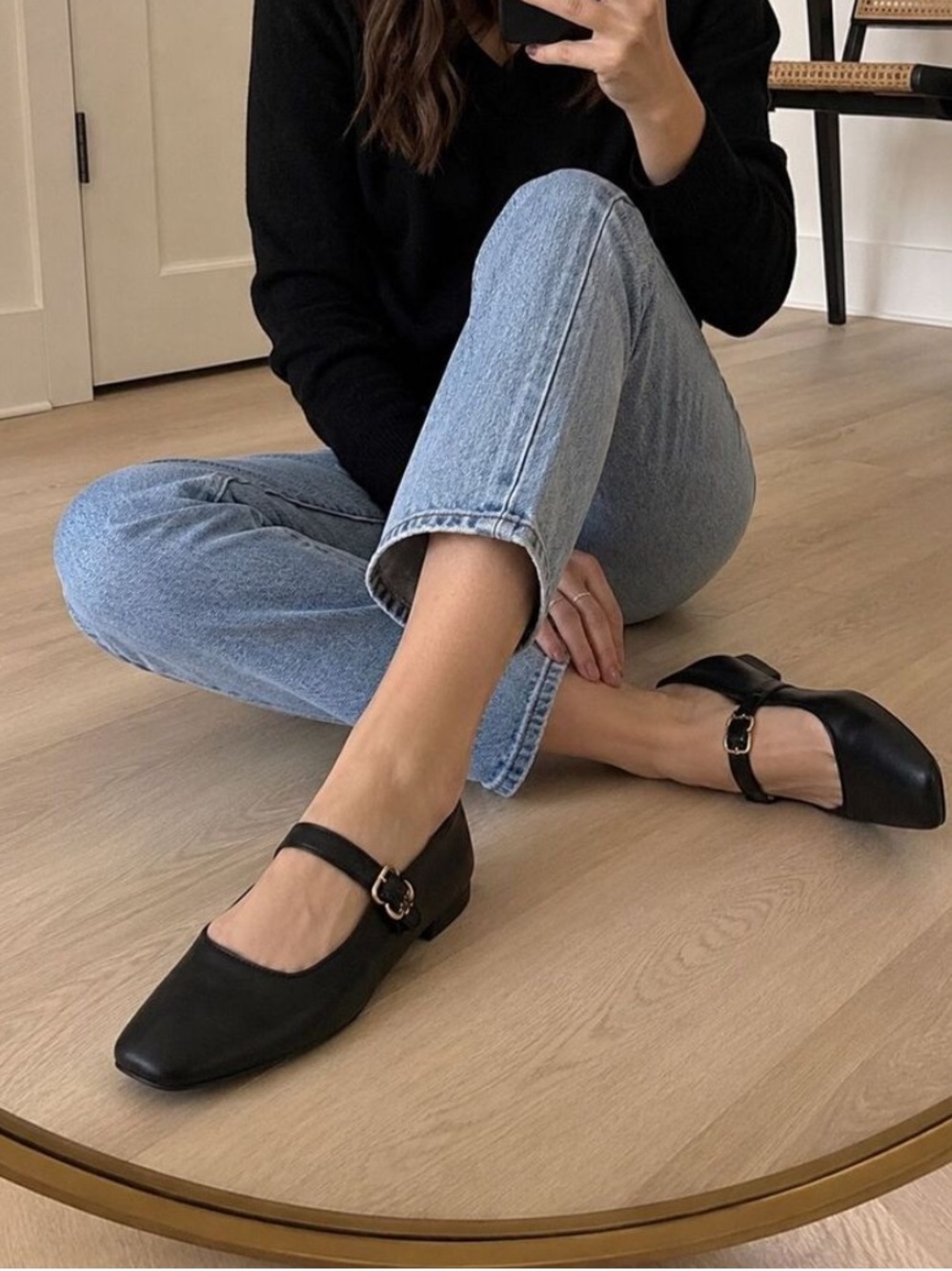 Sam Edelman Like New Michaela Mary Jane Black Leather Flats Size 10.5 MSRP $140
